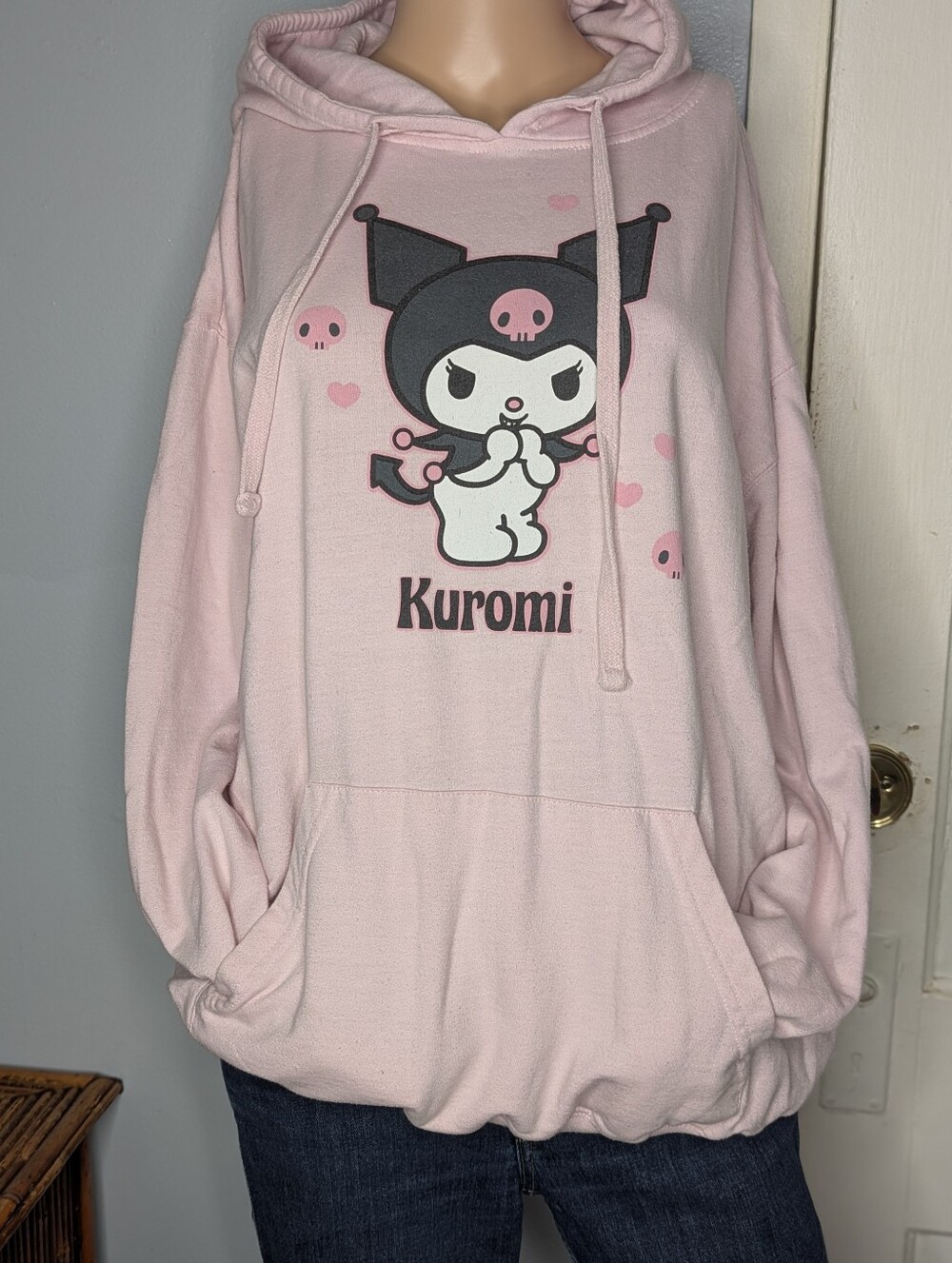 Kuromi Heart Pink Hoodie Sweatshirt By Sanrio Women's Size XL